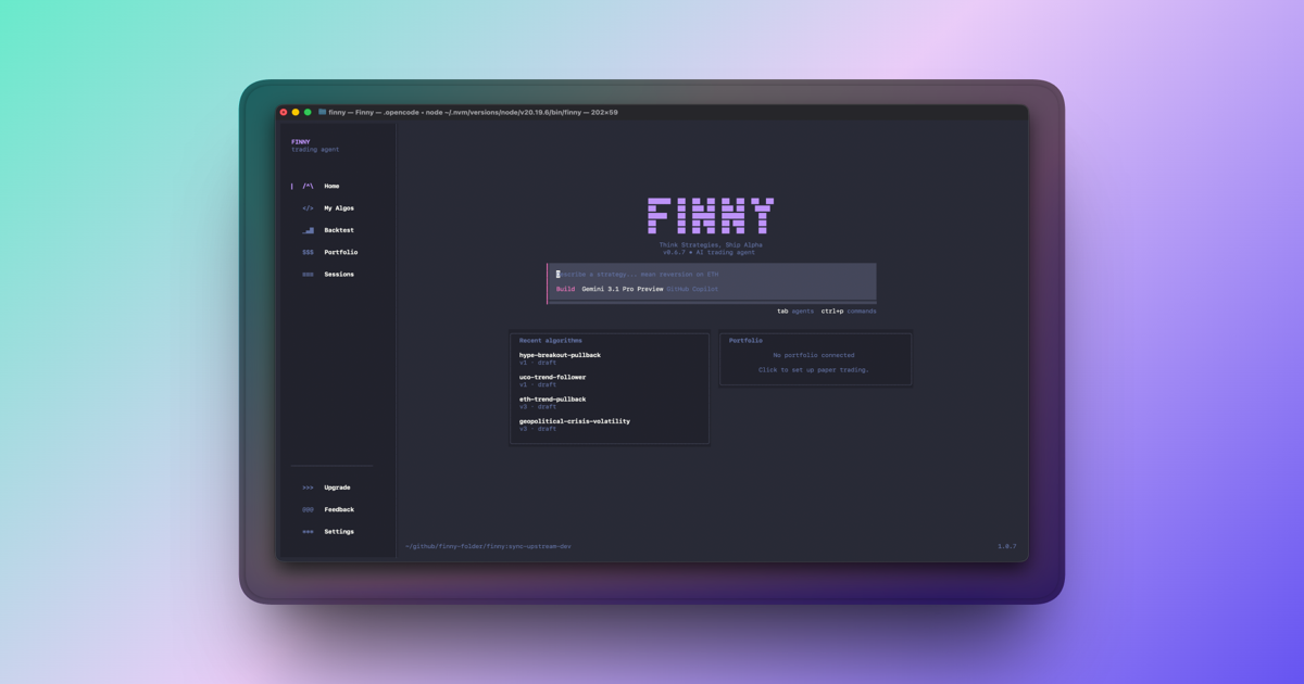 Screenshot of Finny | AI Trading Assistant for Algorithmic Investing
